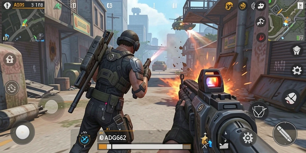 Tampilan gameplay seru dalam ADG62 dengan aksi tembak-menembak yang mendebarkan.