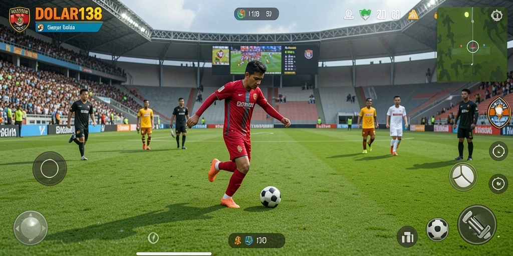 Tampilan seru gameplay DOLAR138 dalam aksi pertandingan sepak bola.