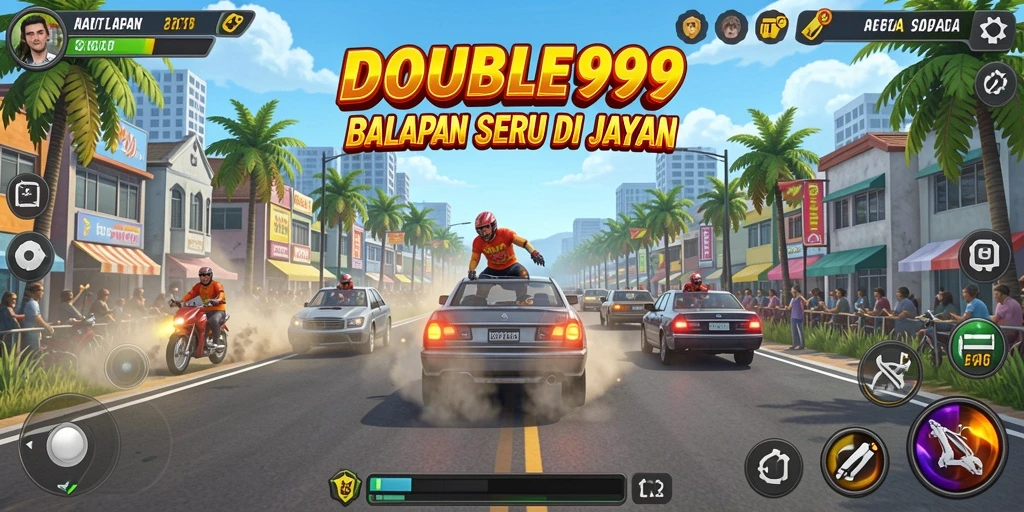Gameplay balapan yang mendebarkan dan penuh aksi di DOUBLE999.
