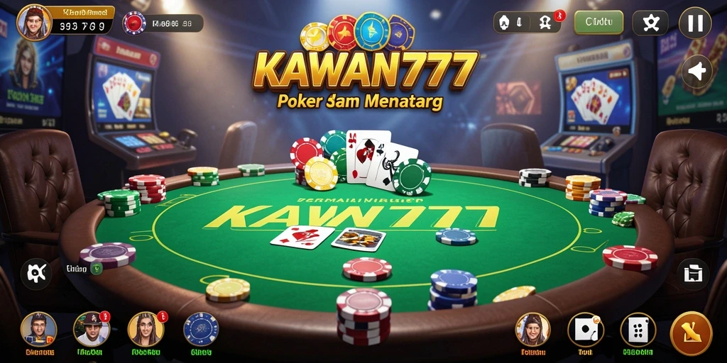 Tangkapan layar gameplay KAWAN777 yang menampilkan aksi Poker yang seru.