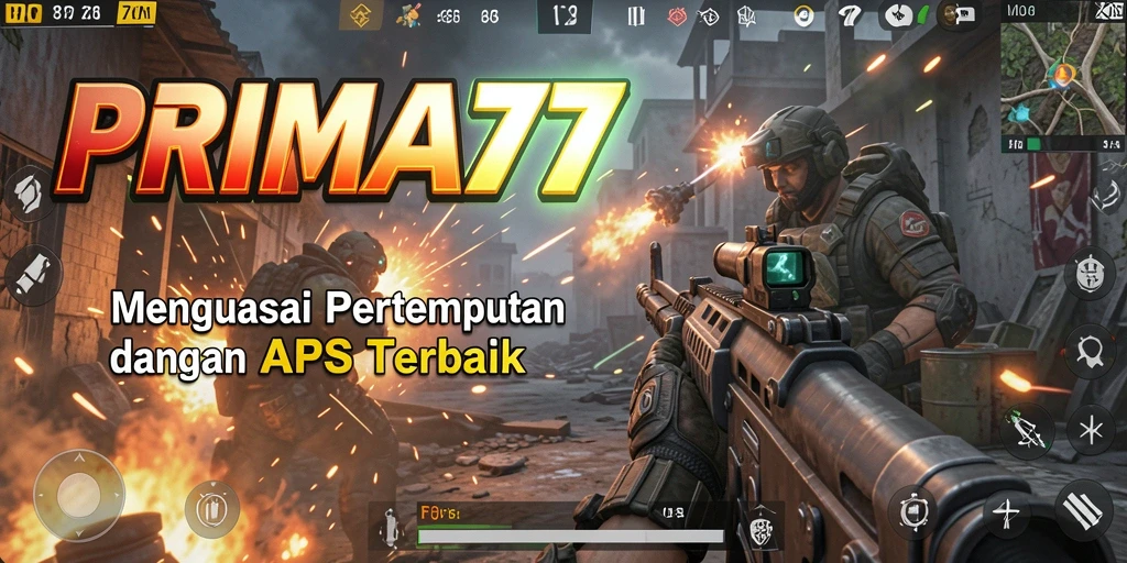 Screenshot permainan PRIMA77 menunjukkan intensitas pertempuran FPS yang mendebarkan.
