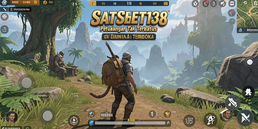 Screenshot gameplay SATSET138 menunjukkan dunia terbuka yang luas dan penuh petualangan.
