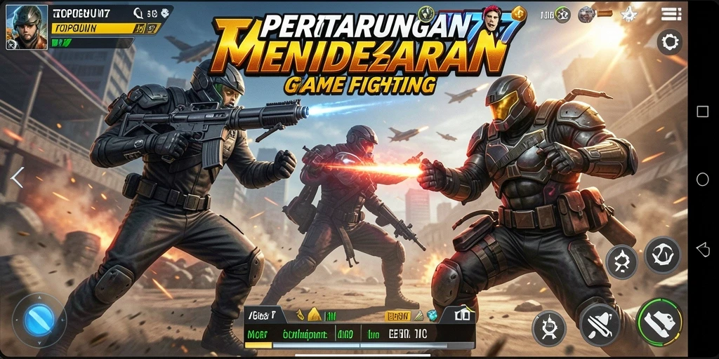 Tampilan screenshot menampilkan pertarungan intens di TOPGUN77.